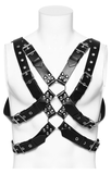 Dynamic Leather Body Harness featuring Metal Embellishments