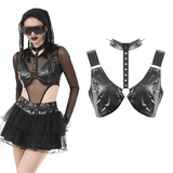 Edgy Bra Top with Spiked Accents and Bold Neck Harness
