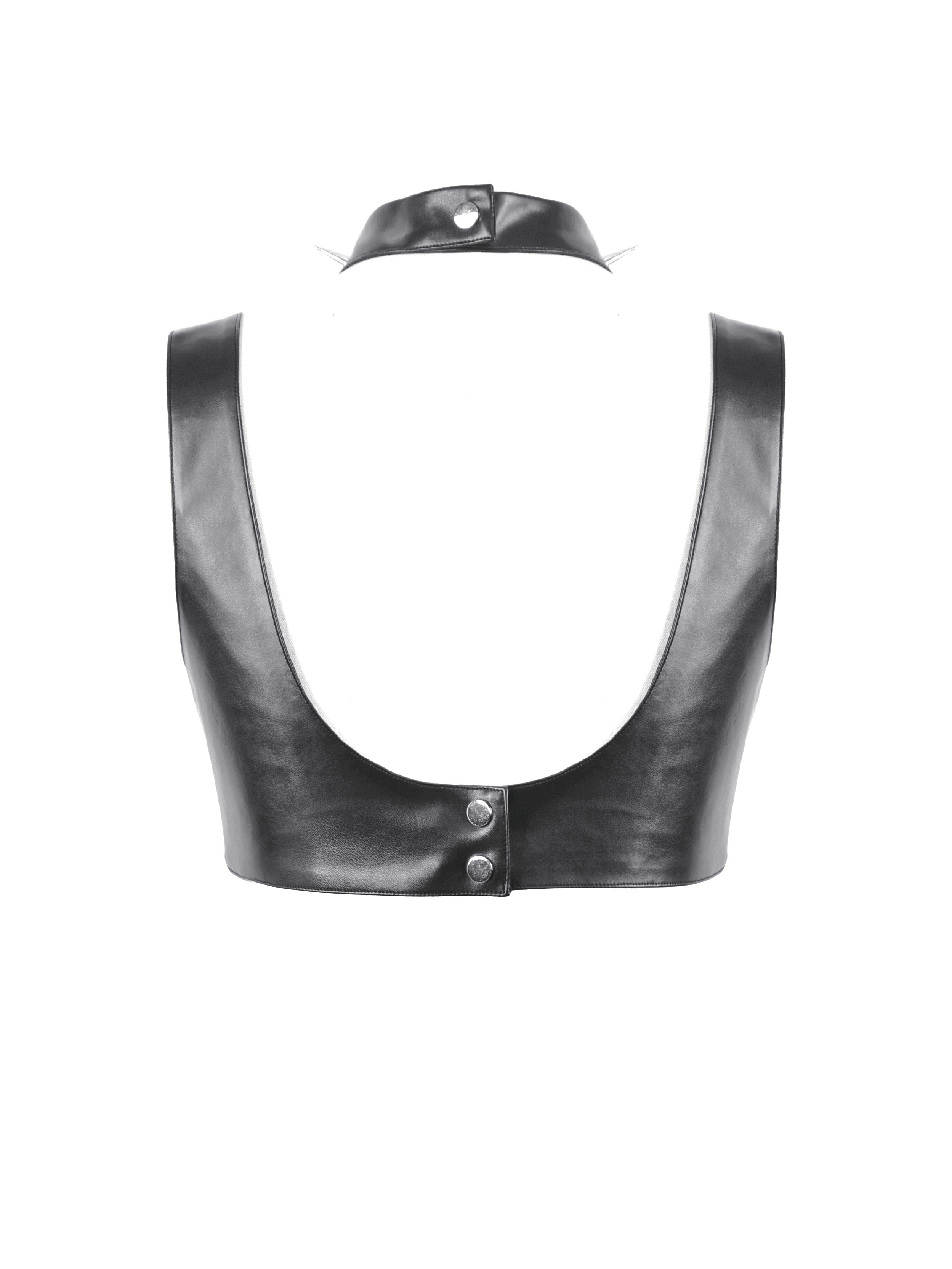 Edgy Bra Top with Spiked Accents and Bold Neck Harness