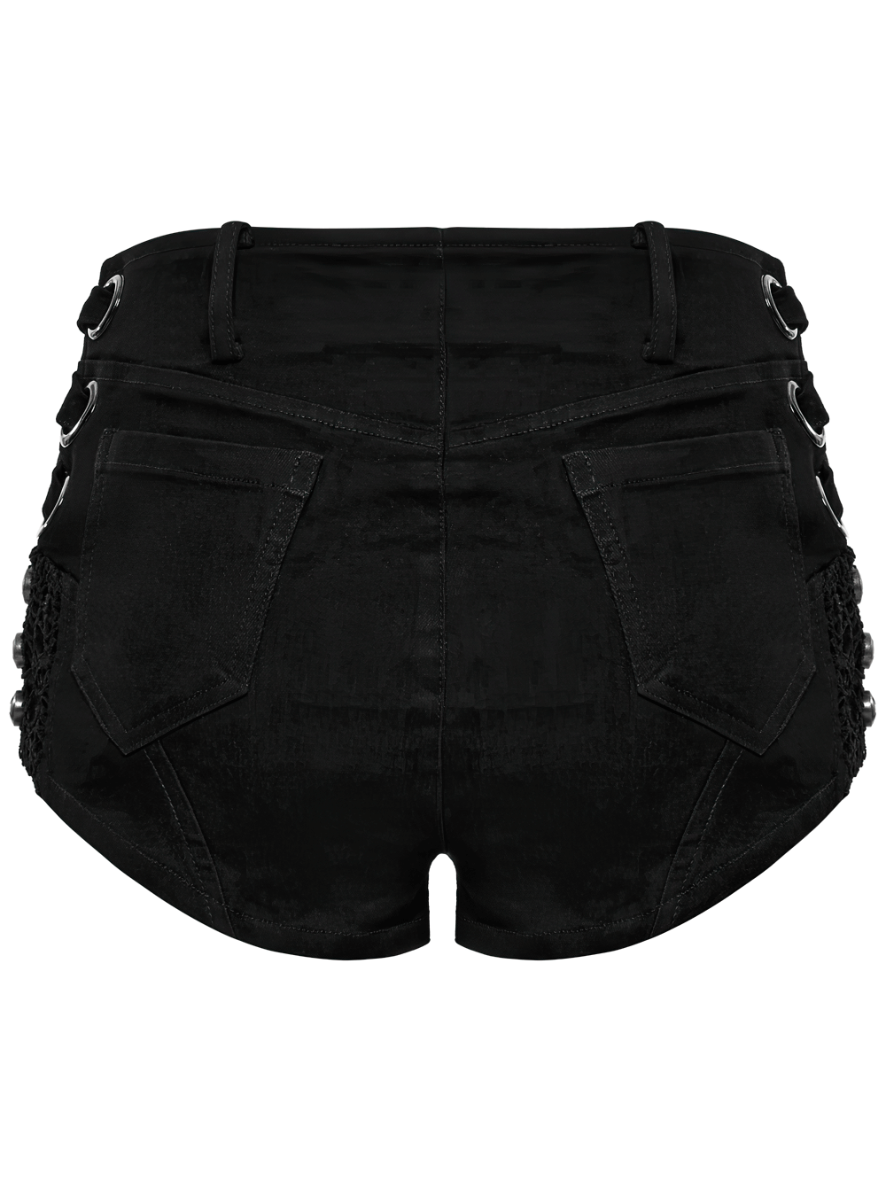 Edgy Denim Shorts with Removable Chain and Grommet Details
