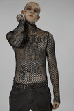 Edgy Gothic Punk Rhombus Mesh Top for Stylish Appeal