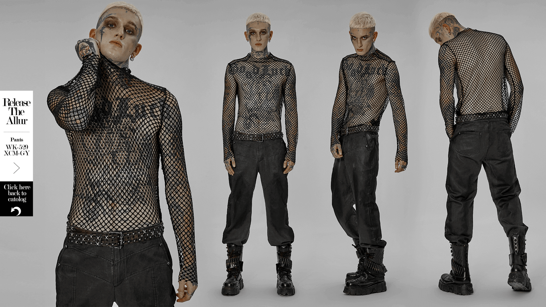 Edgy Gothic Punk Rhombus Mesh Top for Stylish Appeal