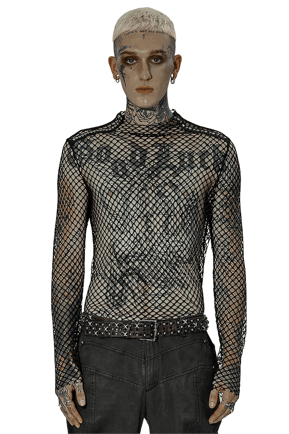 Edgy Gothic Punk Rhombus Mesh Top for Stylish Appeal