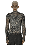 Edgy Gothic Punk Rhombus Mesh Top for Stylish Appeal