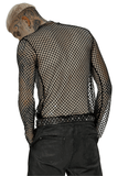 Edgy Gothic Punk Rhombus Mesh Top for Stylish Appeal