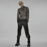 Edgy Gothic Punk Rhombus Mesh Top for Stylish Appeal