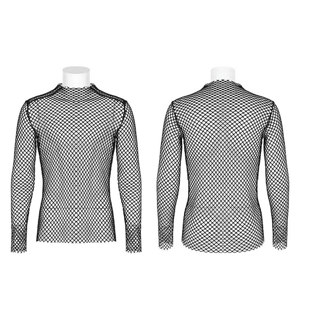 Edgy Gothic Punk Rhombus Mesh Top for Stylish Appeal