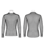 Edgy Gothic Punk Rhombus Mesh Top for Stylish Appeal