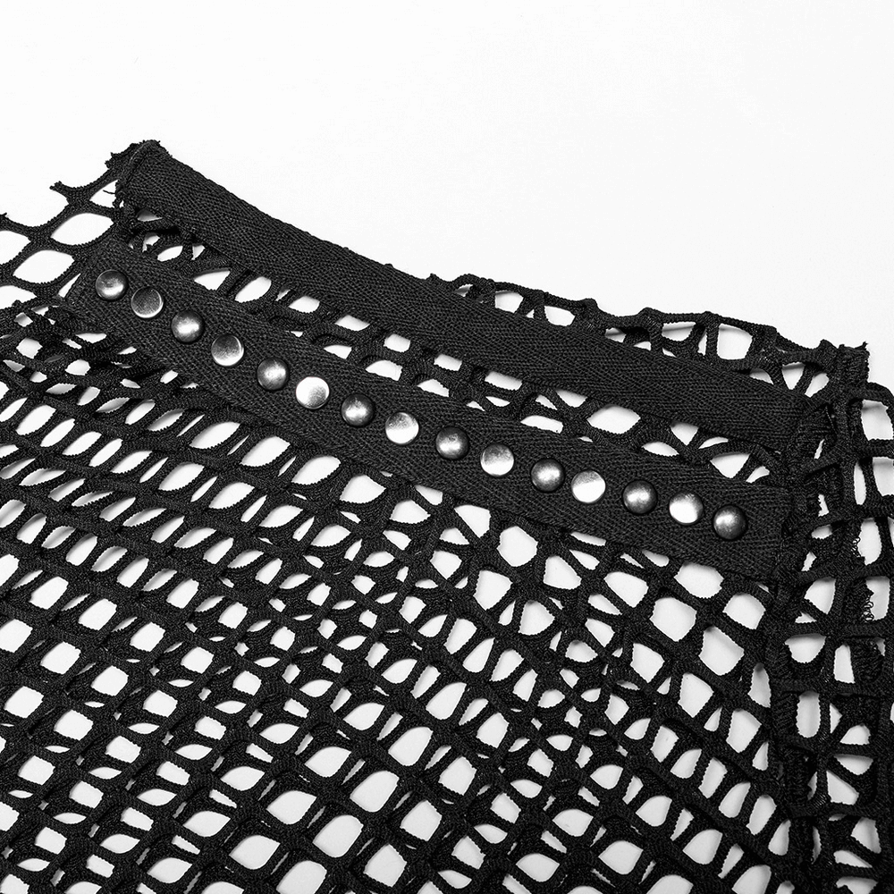 Edgy Gothic Punk Rhombus Mesh Top for Stylish Appeal