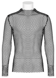 Edgy Gothic Punk Rhombus Mesh Top for Stylish Appeal