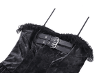 Edgy Layered PU Leather Punk Dress with Ruffle Lace Trim