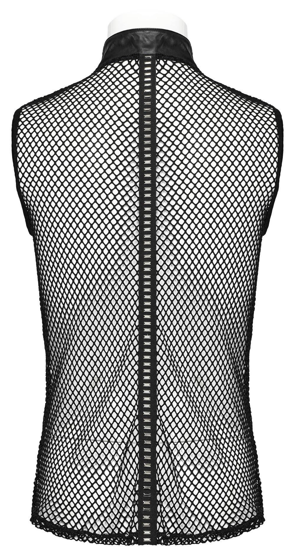 Edgy Male Mesh Vest with Rubber Buckles and Iron Rings