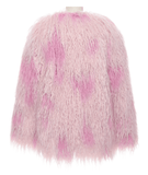 Edgy Pink Faux Fur Jacket with Leopard Print Interior