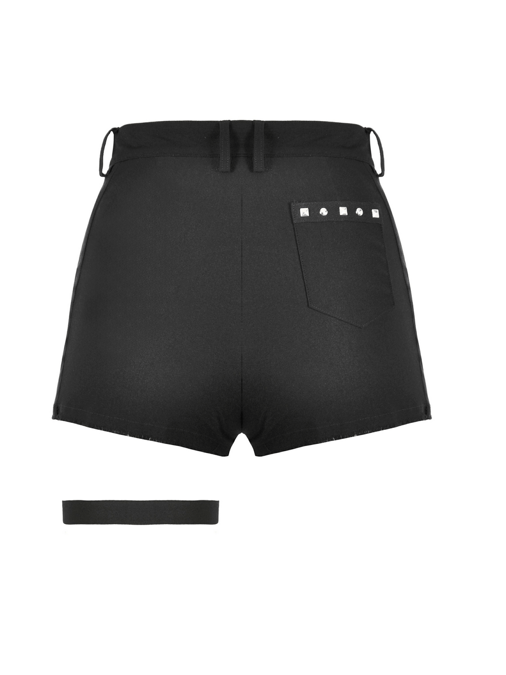 Edgy Pleated Shorts with Eyelet Accents and O-Ring Strap