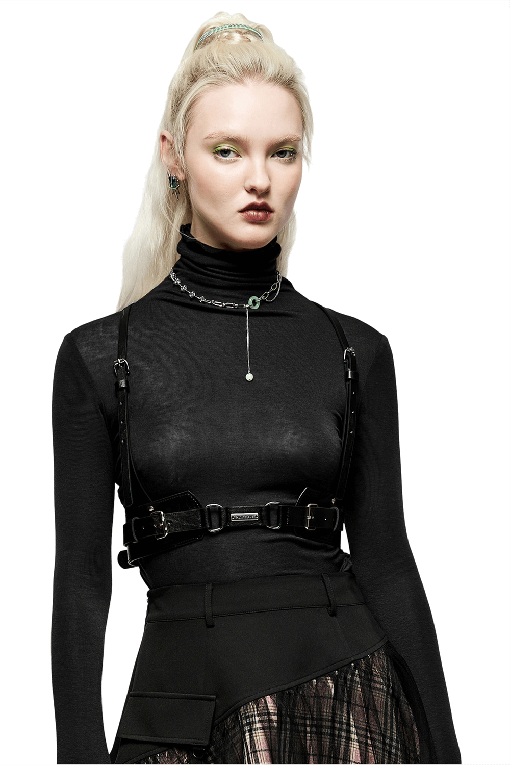 Edgy PU Leather Harness with Punk Metal Accents