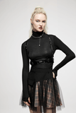 Edgy PU Leather Harness with Punk Metal Accents