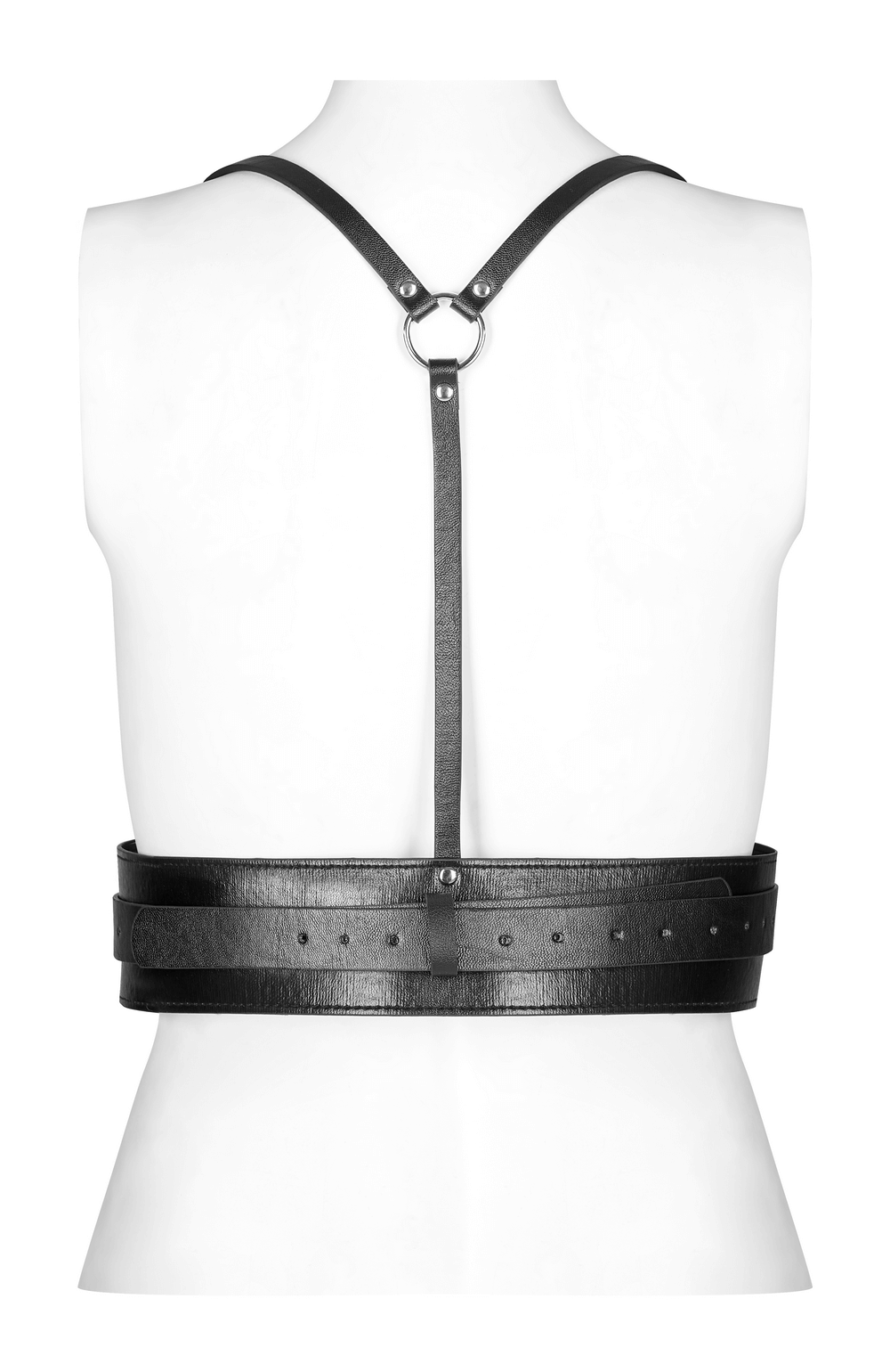 Edgy PU Leather Harness with Punk Metal Accents