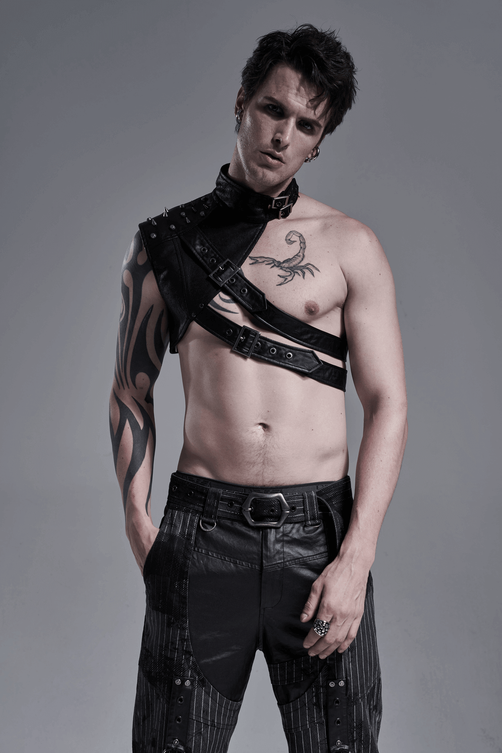 Edgy Streetwear Essential: Leather Shoulder Harness