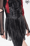 Edgy Waist Corset Belt with Studded Tassel Fringe