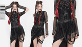 Edgy Waist Corset Belt with Studded Tassel Fringe