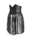 Edgy Waist Corset Belt with Studded Tassel Fringe