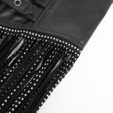 Edgy Waist Corset Belt with Studded Tassel Fringe