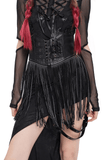 Edgy Waist Corset Belt with Studded Tassel Fringe
