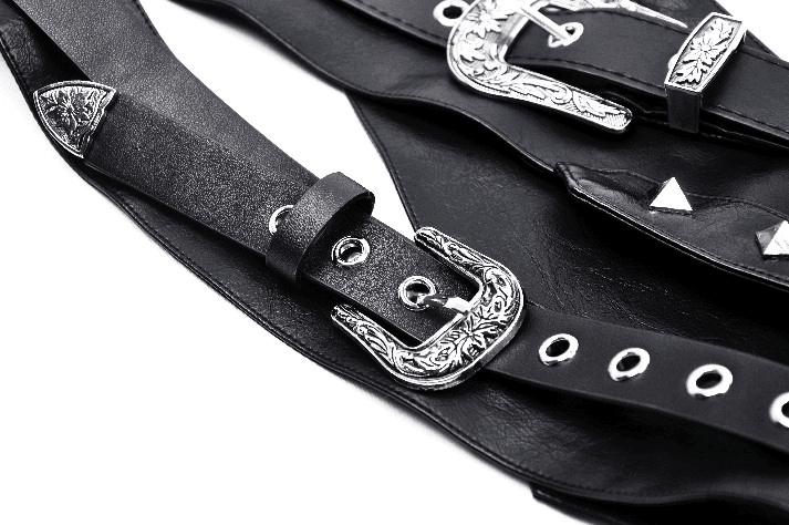 Edgy Women's PU Leather Corset Belt with Silver Clasps
