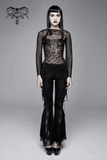 Elastic Mesh Top for Women / Long Sleeve Transparent Top