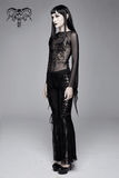Elastic Mesh Top for Women / Long Sleeve Transparent Top
