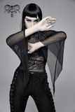 Elastic Mesh Top for Women / Long Sleeve Transparent Top