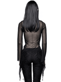 Elastic Mesh Top for Women / Long Sleeve Transparent Top