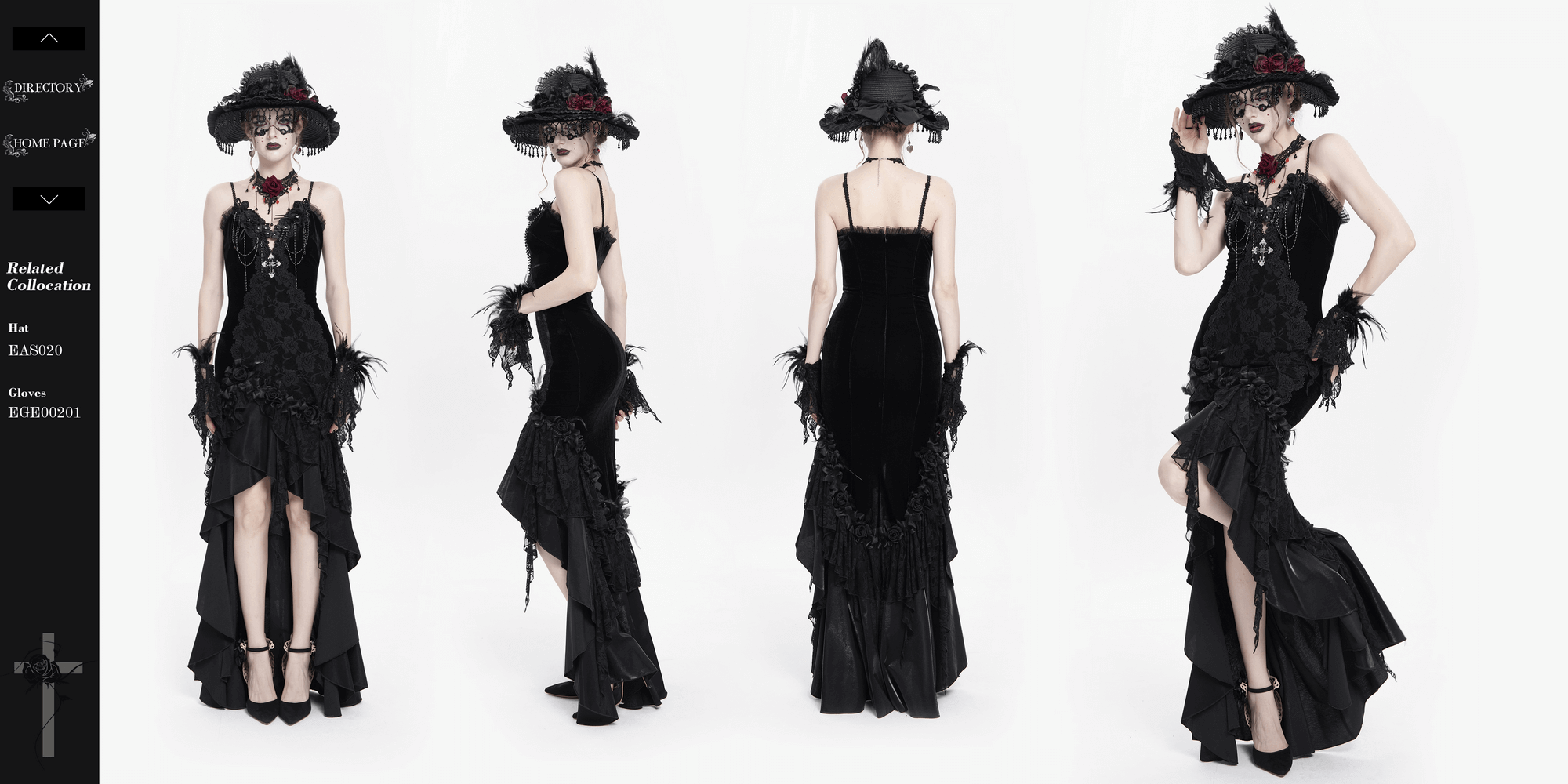 Elegant Black Gothic Lace and Velvet Formal Dress