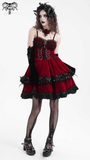 Elegant Burgundy Gothic Lolita Dress with Shoulder Straps