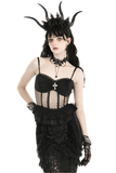 Elegant Corset-Style Top Featuring Lace and Polka Dot