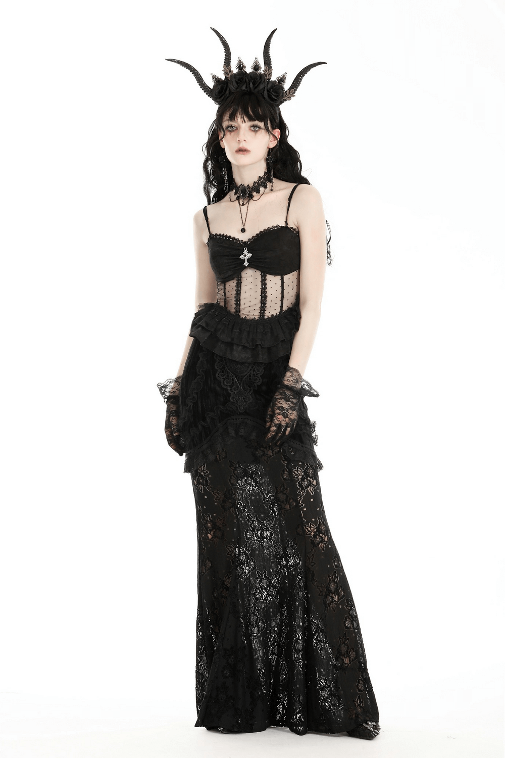 Elegant Corset-Style Top Featuring Lace and Polka Dot