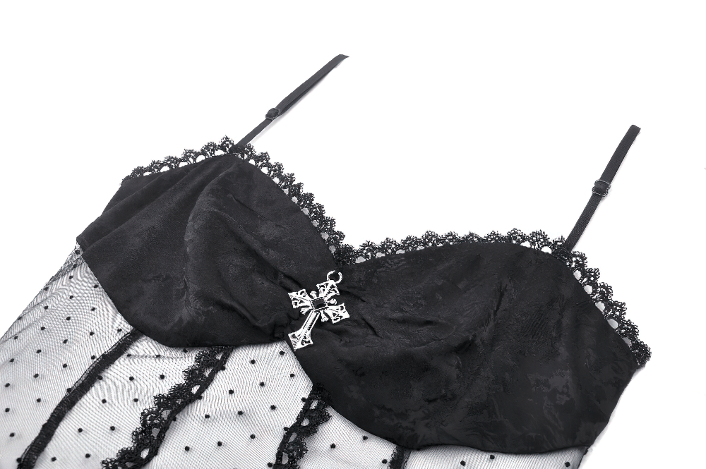 Elegant Corset-Style Top Featuring Lace and Polka Dot