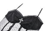 Elegant Corset-Style Top Featuring Lace and Polka Dot