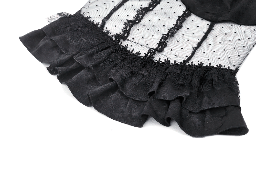 Elegant Corset-Style Top Featuring Lace and Polka Dot