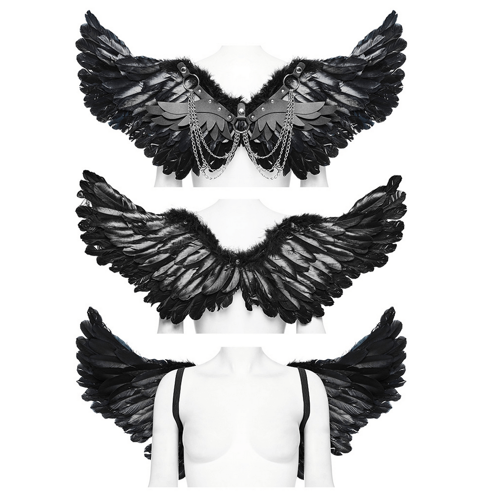 Elegant Exquisite Black Feathered Wings for Costumes