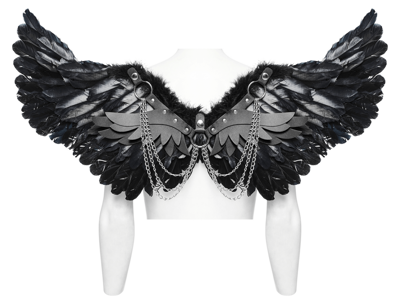 Elegant Exquisite Black Feathered Wings for Costumes