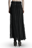 Elegant Gothic Chiffon Skirt with Pleated and Lace Accents