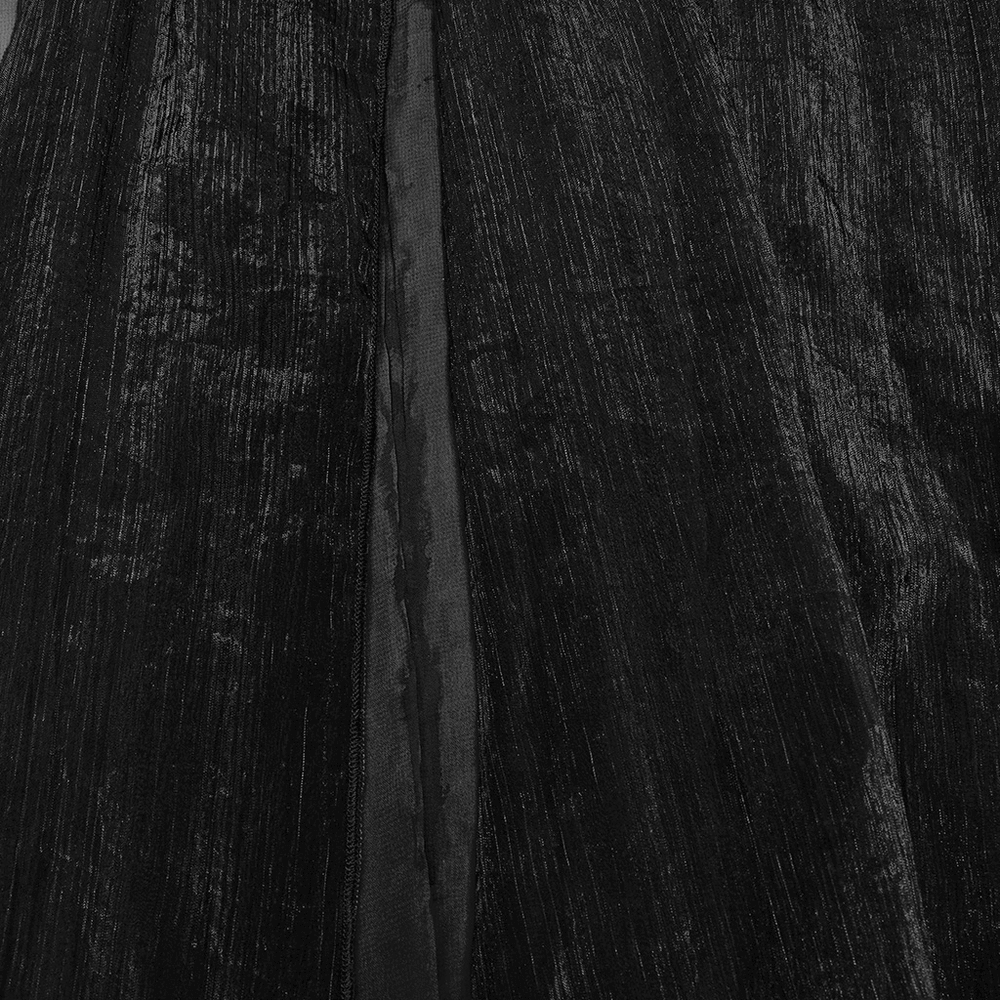 Elegant Gothic Chiffon Skirt with Pleated and Lace Accents