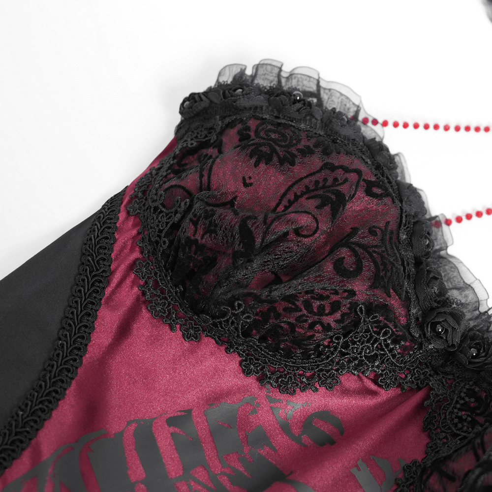 Elegant Gothic Tulle Dress with Lace and Bone Motif
