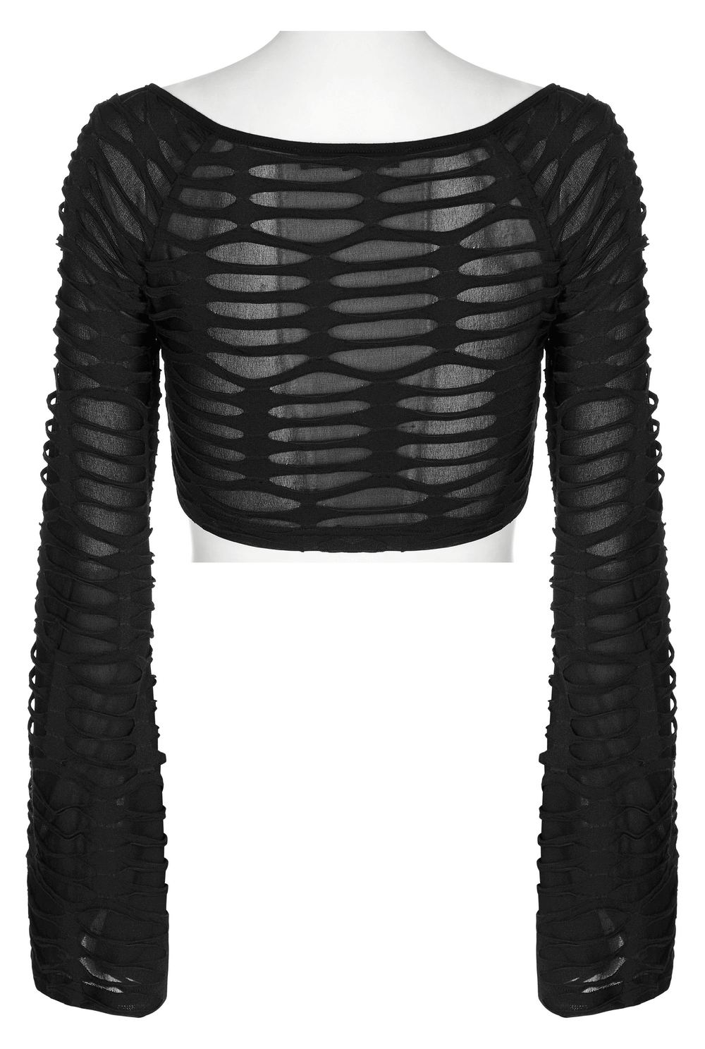 Elegant Mesh Gothic Crop Top with Stylish Twist-Front