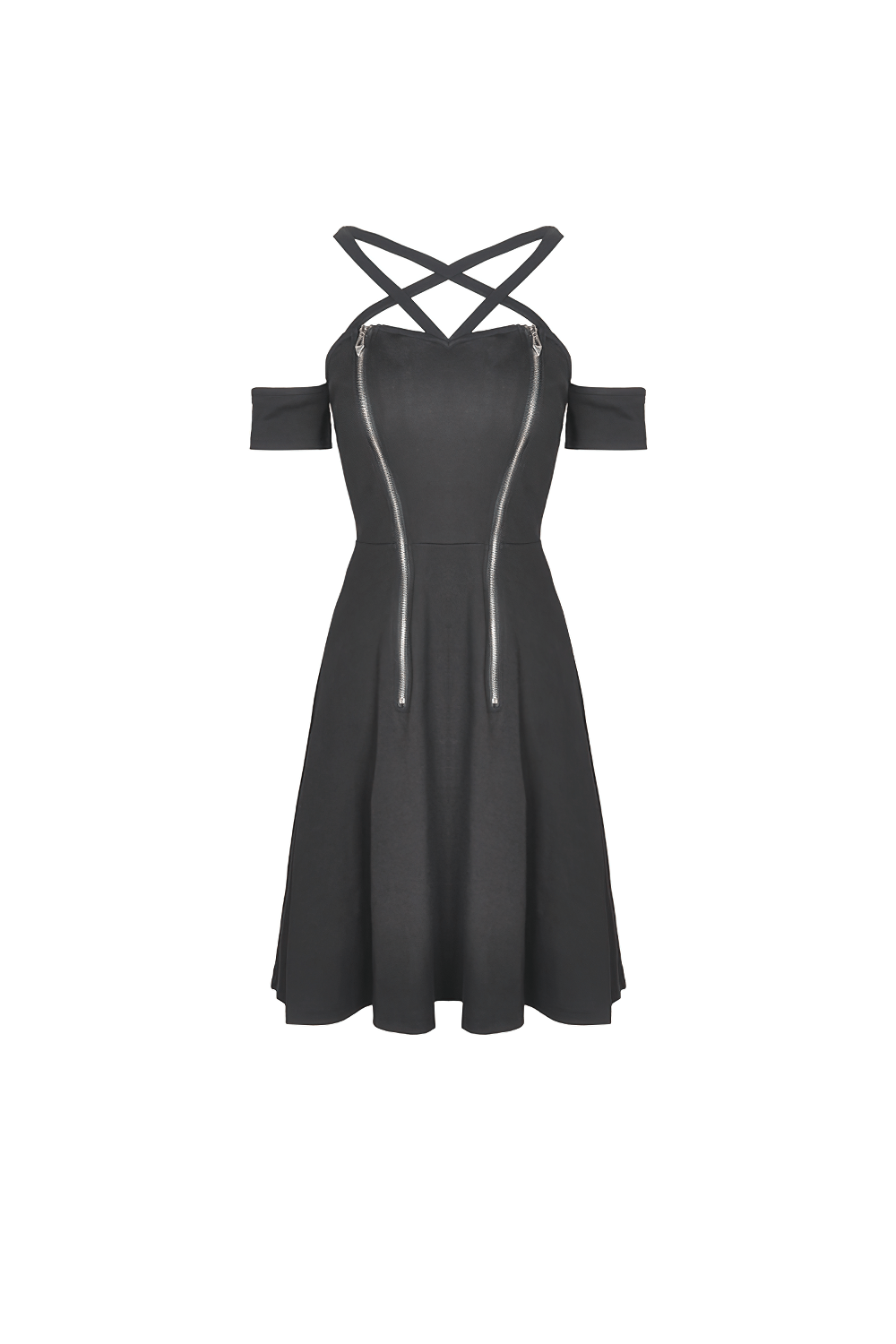 Elegant Off-Shoulder Dress with Crisscross Straps