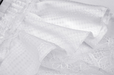 Elegant White Dress with Short Puff Sleeves and Lace Trim