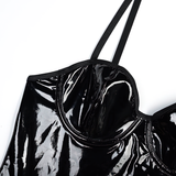 Erotic Black Women's Bodysuits / Sexy Wet Look Clothing / Female Deep Neck Outfits - EVE's SECRETS