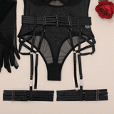 Erotic Seductive Bodysuits / Sexy Mesh Clothing with Long Gloves / Female Skinny Outfits - EVE's SECRETS