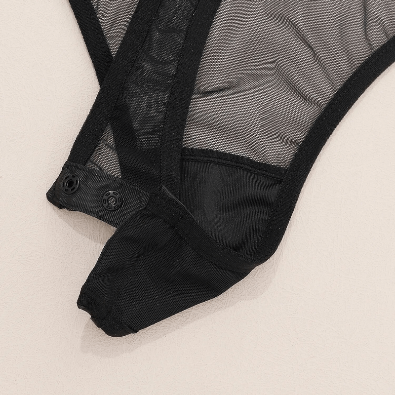 Erotic Seductive Bodysuits / Sexy Mesh Clothing with Long Gloves / Female Skinny Outfits - EVE's SECRETS